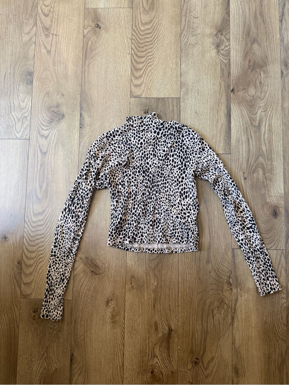 Brandy Melville Leopard Print Mock Neck Top - Beige & Black